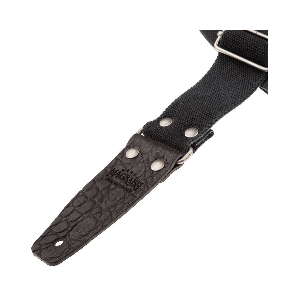 Magrabo Stripe Sc Entry 5 Cm Cocco Pros Black Silver Buckle Premium Guitar Strap