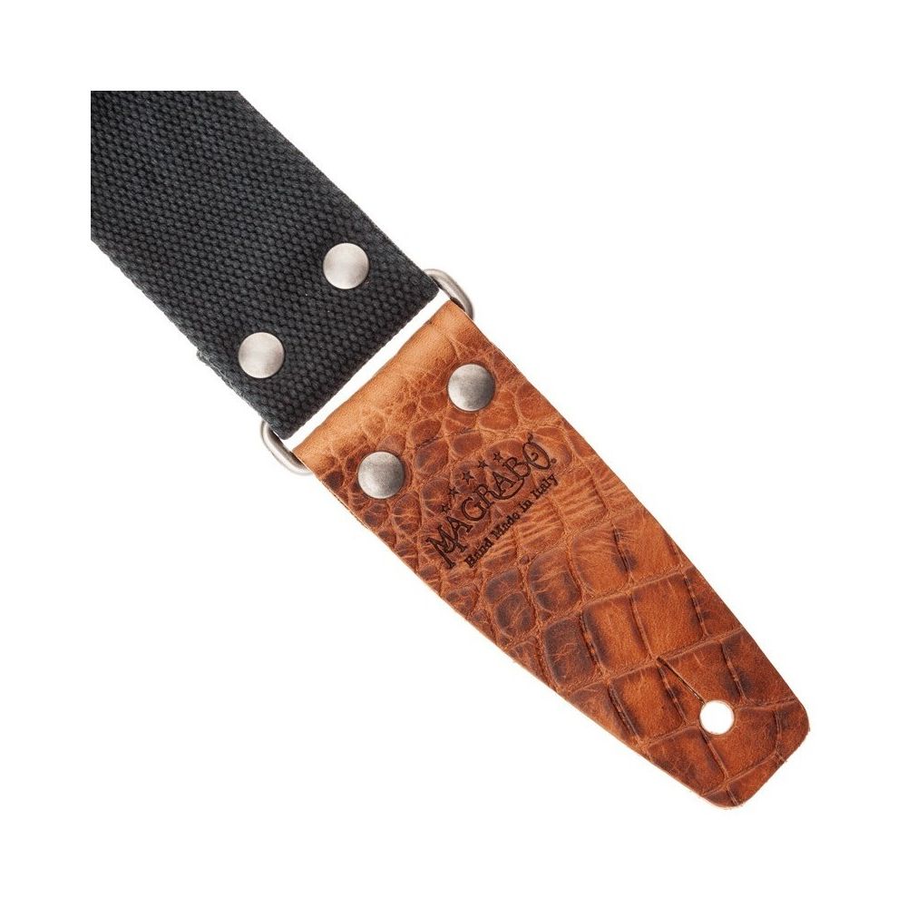 Magrabo Stripe Sc Entry Olded Black 5 Cm Cocco Pros Brown Silver Buckle Premium Guitar Strap