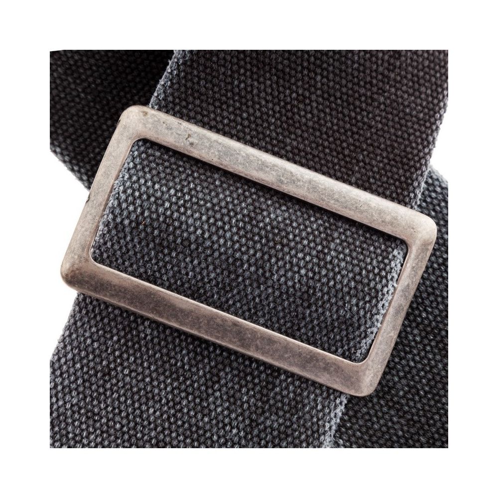 Magrabo Stripe Sc Cotton Washed Black 8 Cm, Silver Recta Buckle Premium Guitar Strap