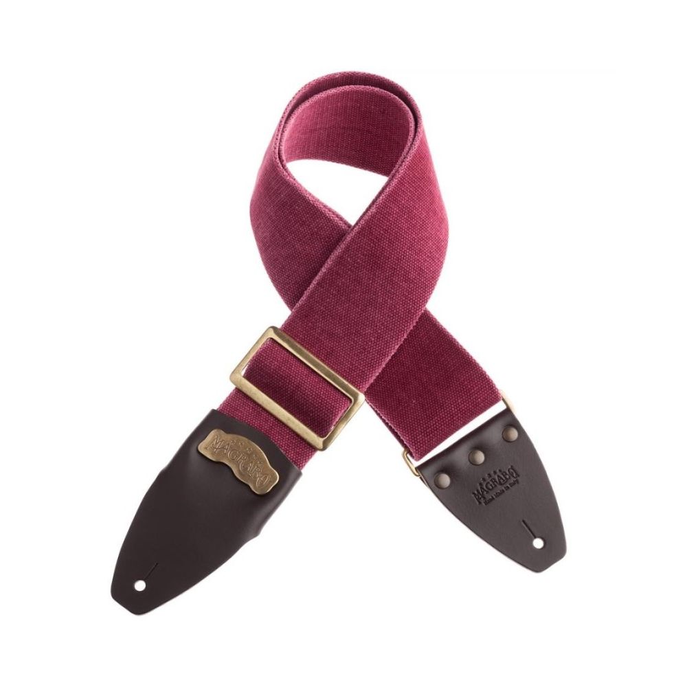 Magrabo Stripe Sc Cotton Washed Bordeaux 8 Cm, Recta Brass Buckle Premium Guitar Strap