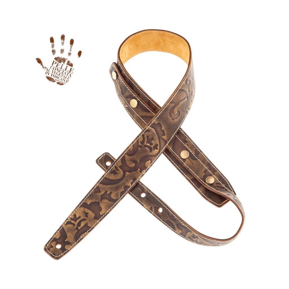 Magrabo Buttons Bs Embossed Grifo Bronze 5 Cm Premium Guitar Strap