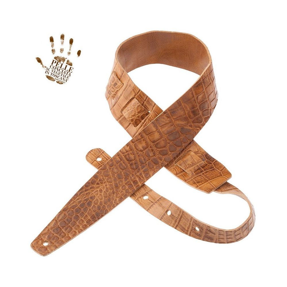 Magrabo Holes Hc Embossed Cocco Pros Brown 6 Cm Premium Guitar Strap