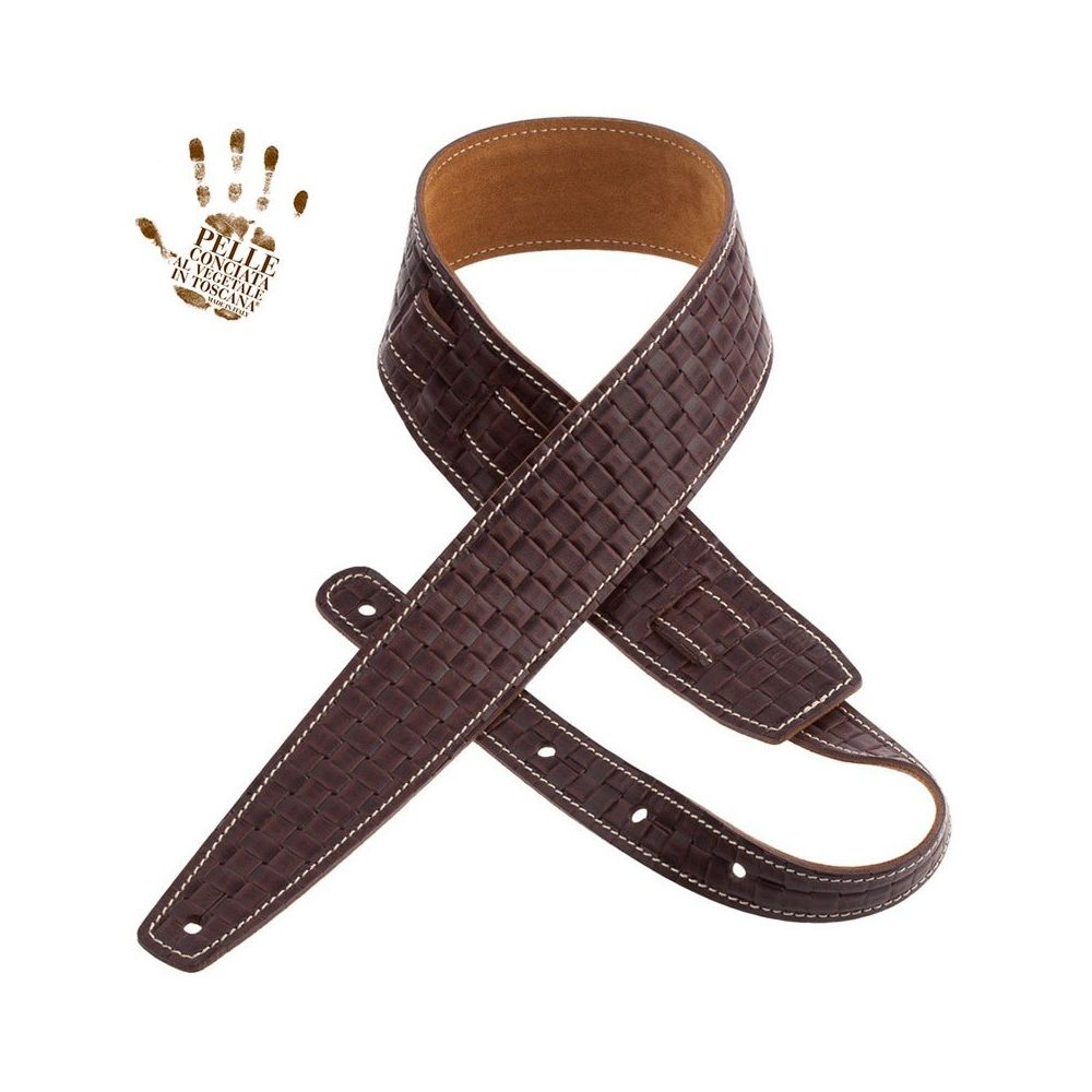Magrabo Holes Hs Embossed Intreccio Dark Brown 6 Cm Premium Guitar Strap