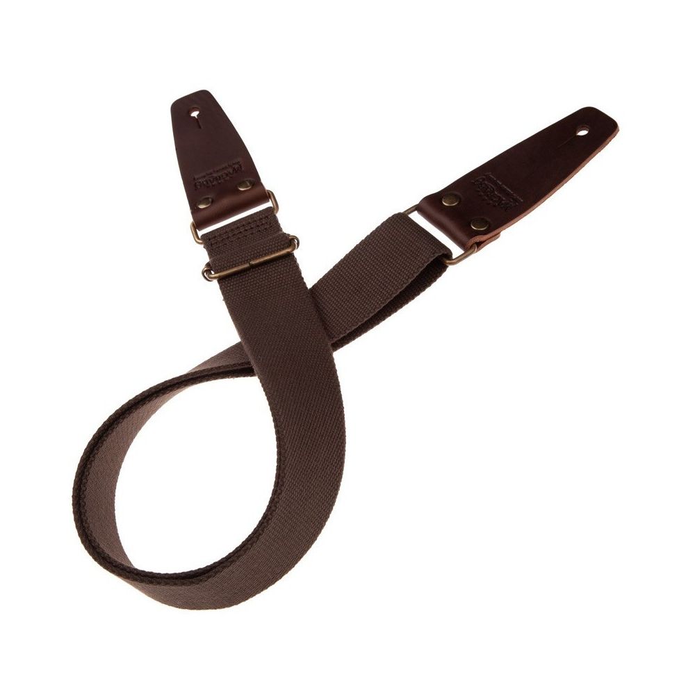 Magrabo Stripe Sc Entry Brown 5 Cm Terminals Dark Brown - Aged Brass Buckle Premium Guitar Strap