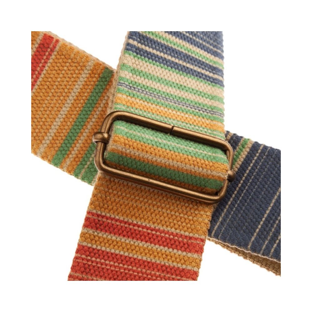 Magrabo Stripe Sc Retrò Rainbow 5 Cm Terminals Brown, Aged Brass Buckle Premium Guitar Strap