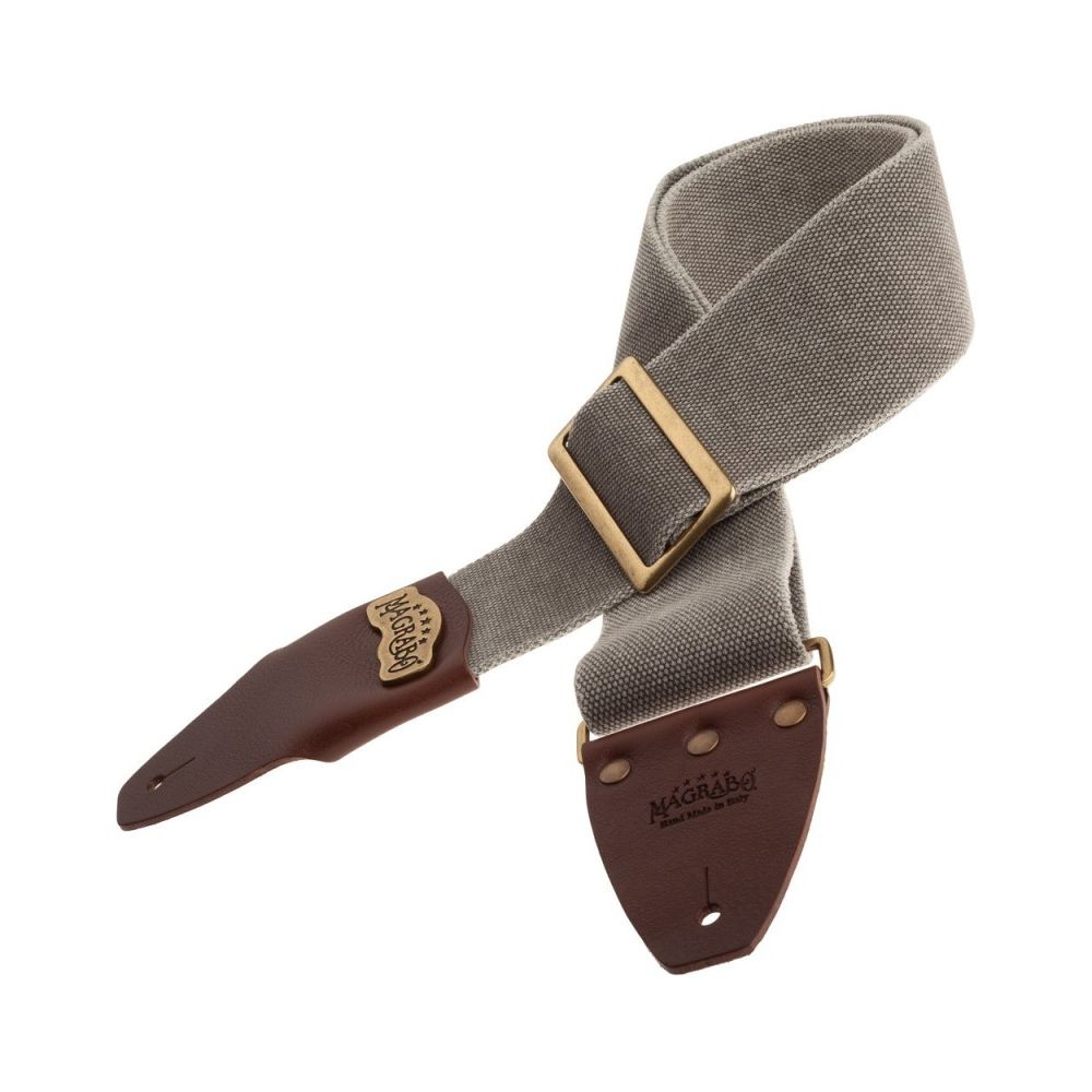 Magrabo Stripe Sc Cotton Washed Grey 8 Cm, Recta Brass Buckle Premium Guitar Strap