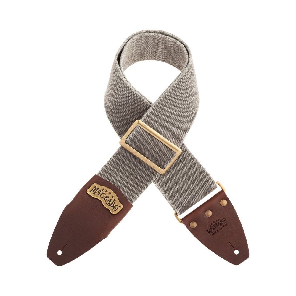 Magrabo Stripe Sc Cotton Washed Grey 8 Cm, Recta Brass Buckle Premium Guitar Strap