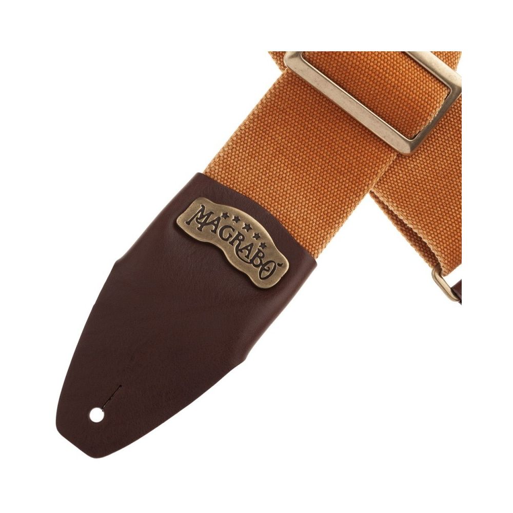 Magrabo Stripe Sc Cotton Washed Ocra 8 Cm, Recta Brass Buckle Premium Guitar Strap