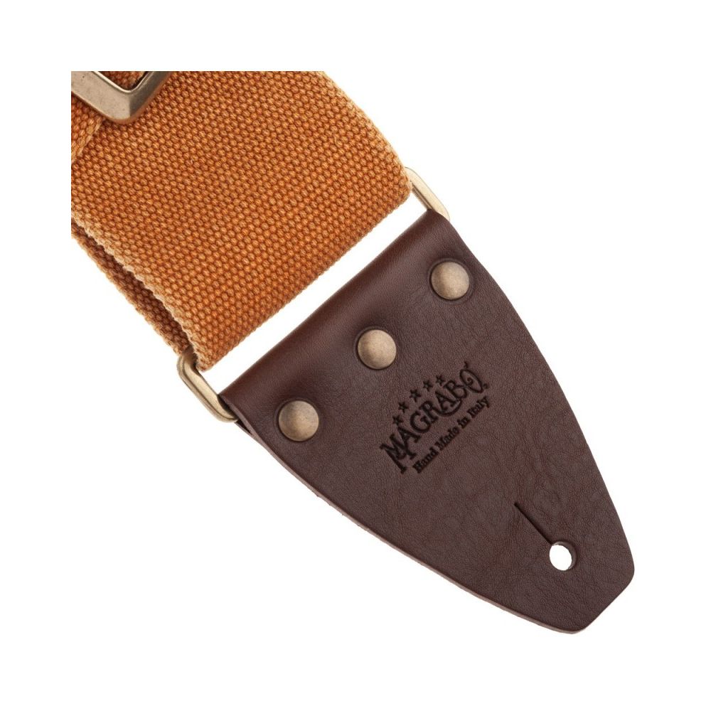 Magrabo Stripe Sc Cotton Washed Ocra 8 Cm, Recta Brass Buckle Premium Guitar Strap