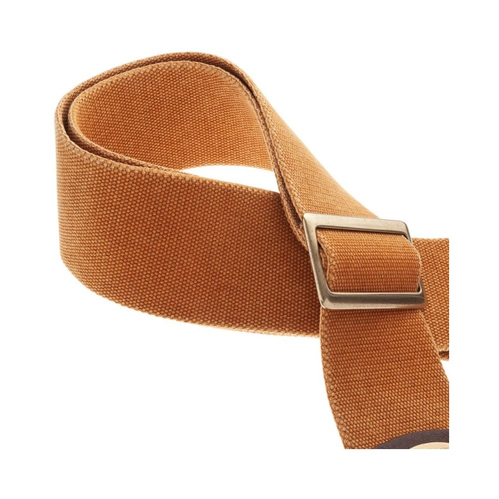 Magrabo Stripe Sc Cotton Washed Ocra 8 Cm, Recta Brass Buckle Premium Guitar Strap