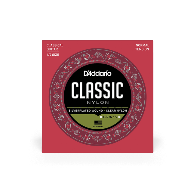 D'Addario Normal Tension 1/2 Size, Classic Nylon Student Classical Guitar Strings