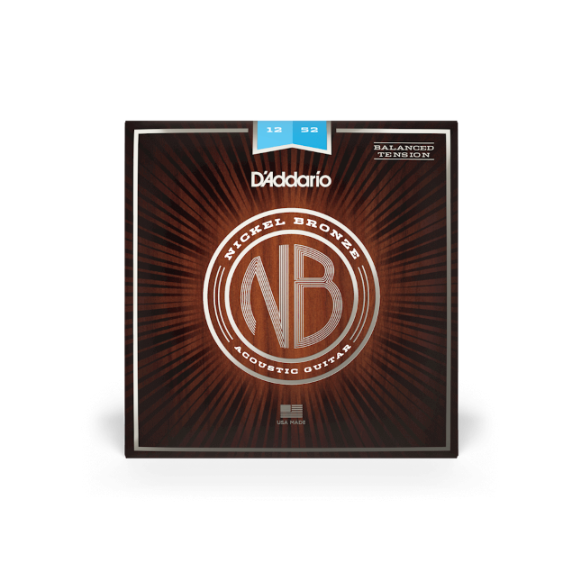 D'Addario 12-52 Light Balanced Tension, Nickel Bronze Acoustic Guitar Strings