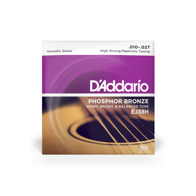 DAddario 10-27 High Strung/Nashville Tuning, Phosphor Bronze Acoustic Guitar Strings