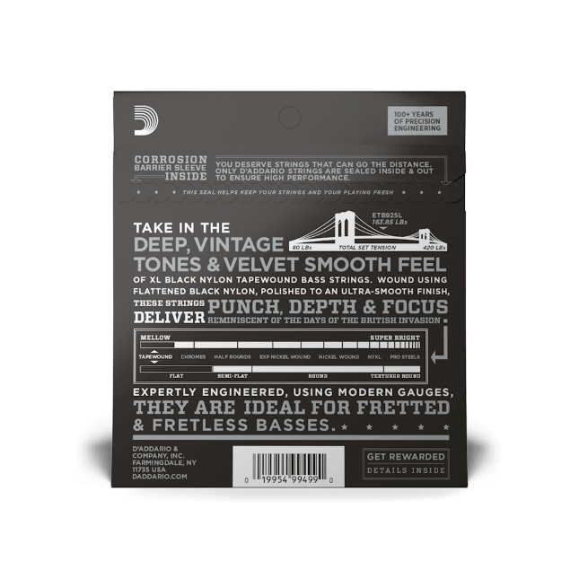 DAddario 45-105 Regular Light Top/Medium Bottom, Super Long Scale, XL Nickel Bass Strings
