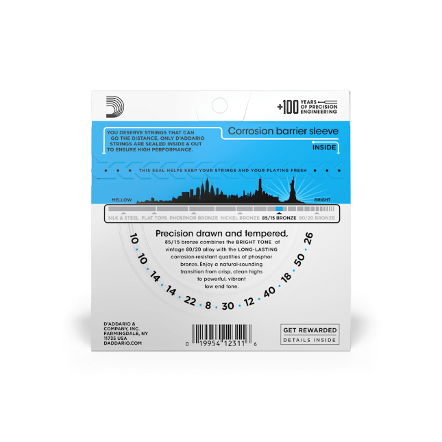 D'Addario EZ940 85/15 12-String Bronze Acoustic Guitar Strings, Light, 10-50