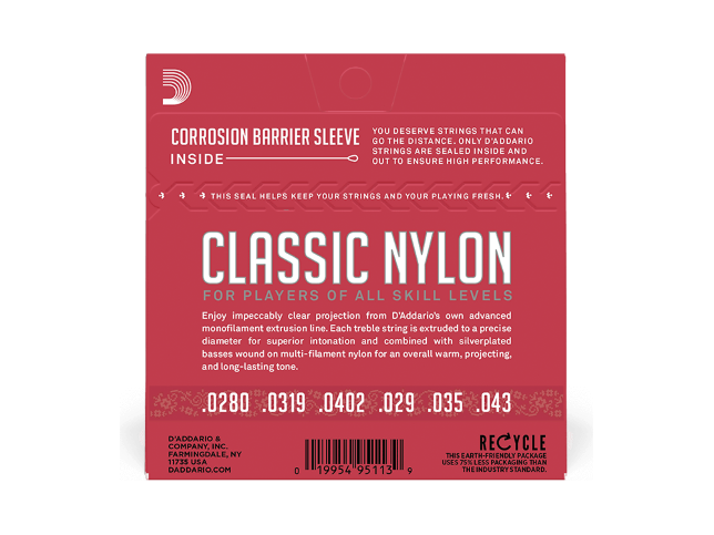 DAddario Normal Tension, Classic Nylon Student Classical Guitar Strings