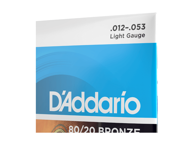 DAddario 12-53 Light, 80/20 Bronze Acoustic Guitar Strings