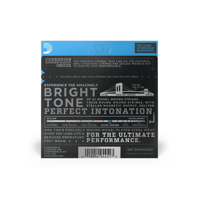 D'Addario 13-62 Light Baritone, XL Nickel Electric Guitar Strings