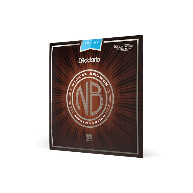 D'Addario 12-52 Light Balanced Tension, Nickel Bronze Acoustic Guitar Strings