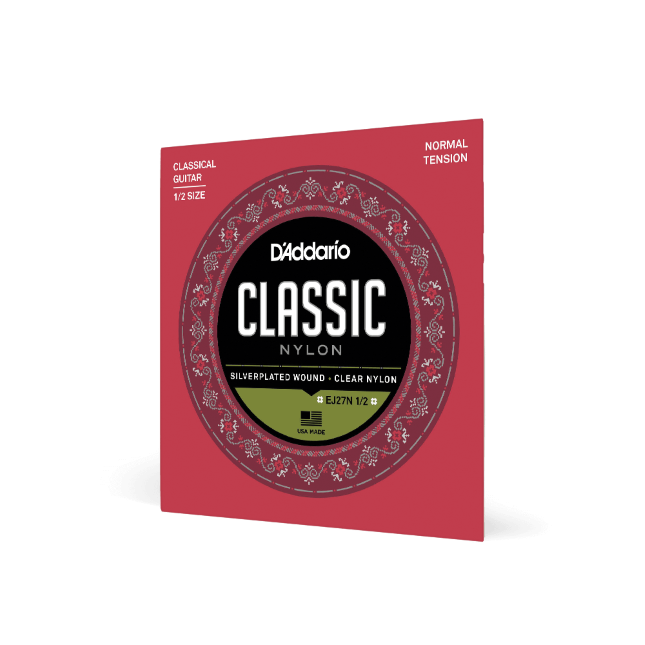 D'Addario Normal Tension 1/2 Size, Classic Nylon Student Classical Guitar Strings