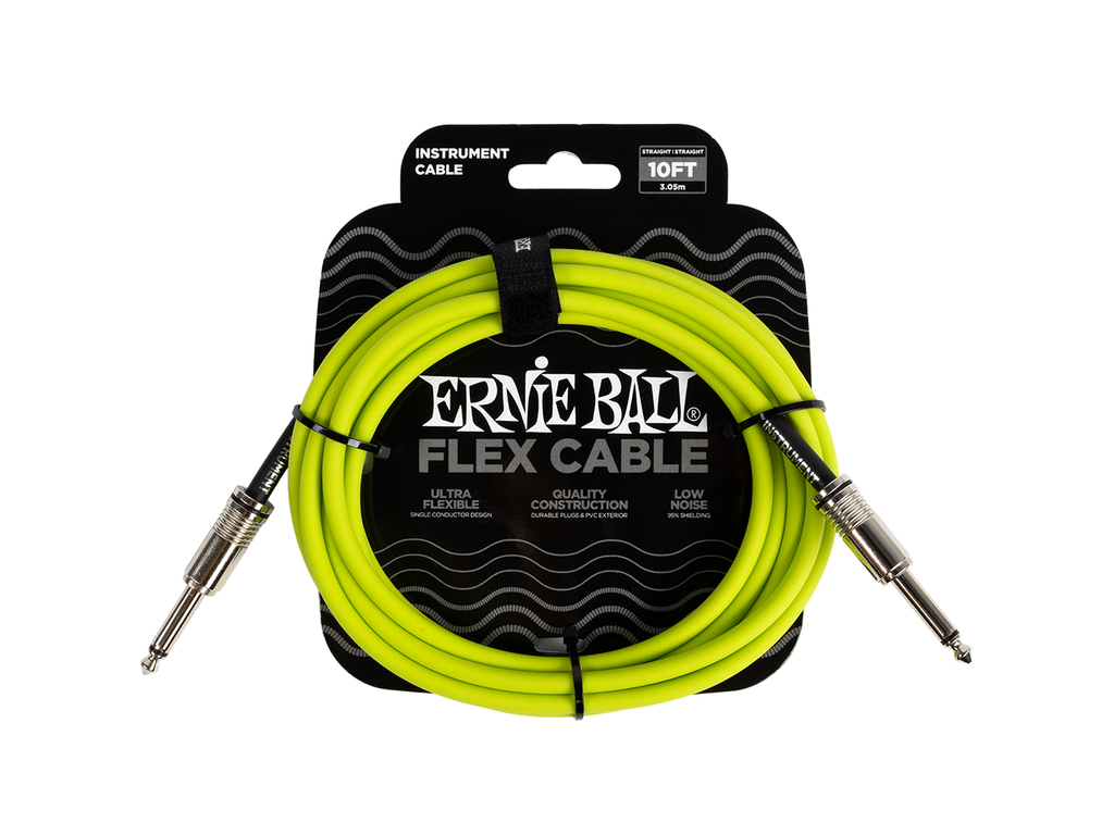 Erine Ball Flex Instrument Cable Straight/Straight 10ft - Green