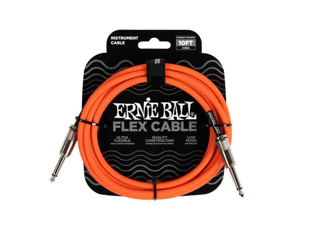 Erine Ball Flex Instrument Cable Straight/Straight 10ft - Orange