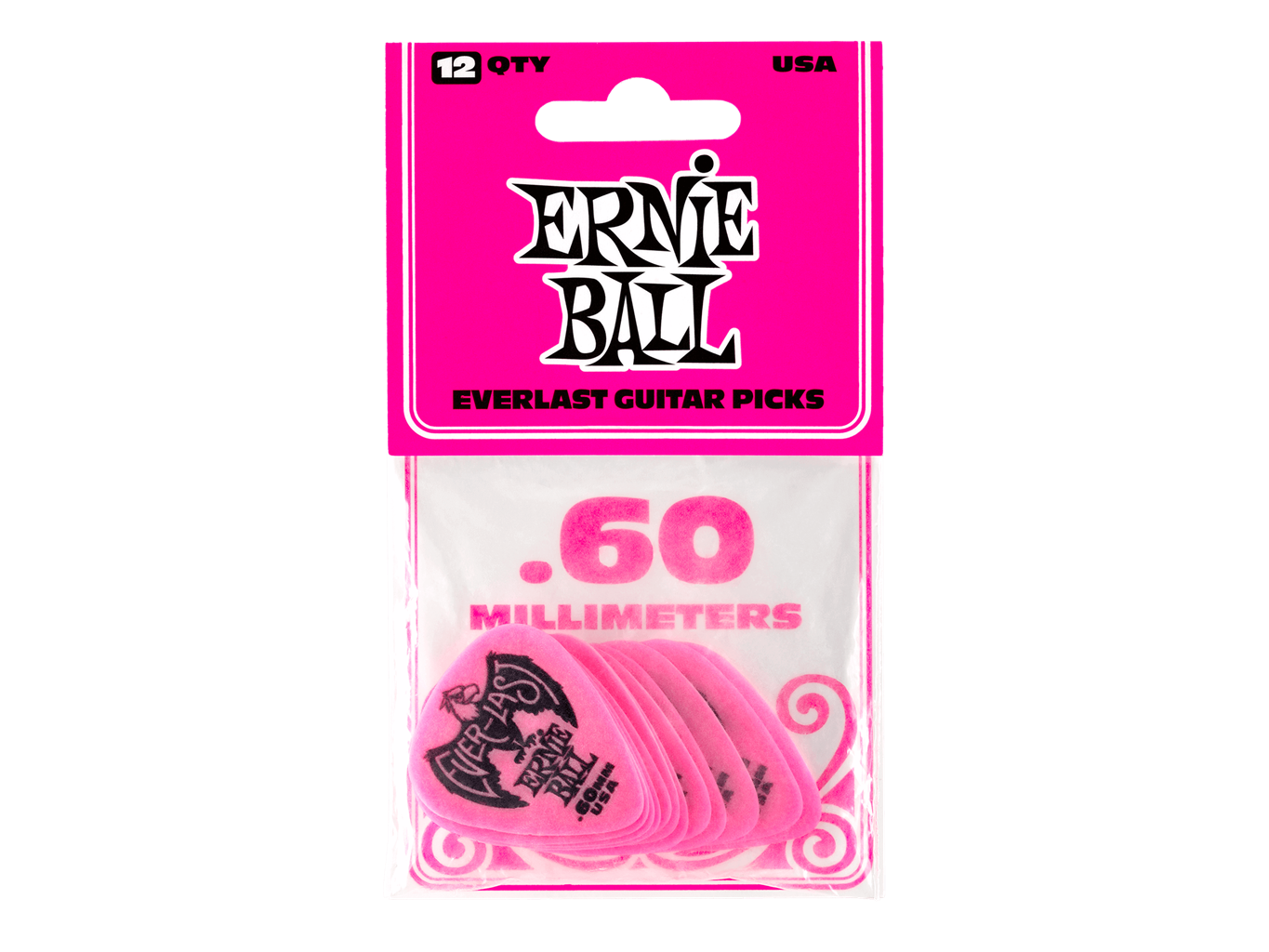 Ernie Ball Everlast Picks 12 Pack Pink 0.60mm
