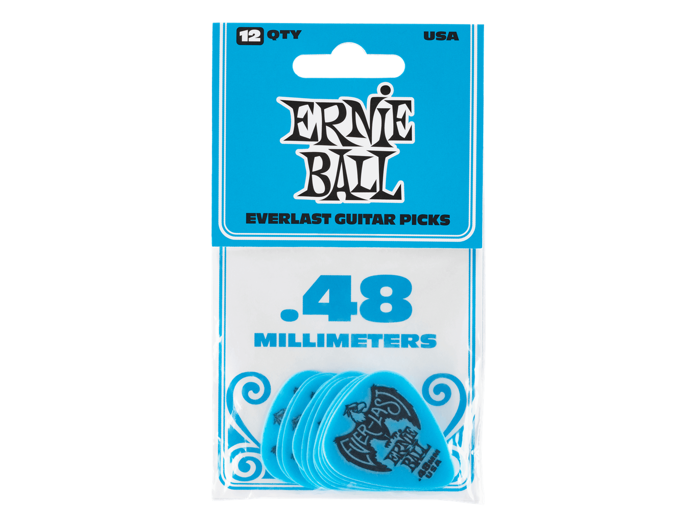 Ernie Ball Everlast Picks 12 Pack Blue 0.48mm
