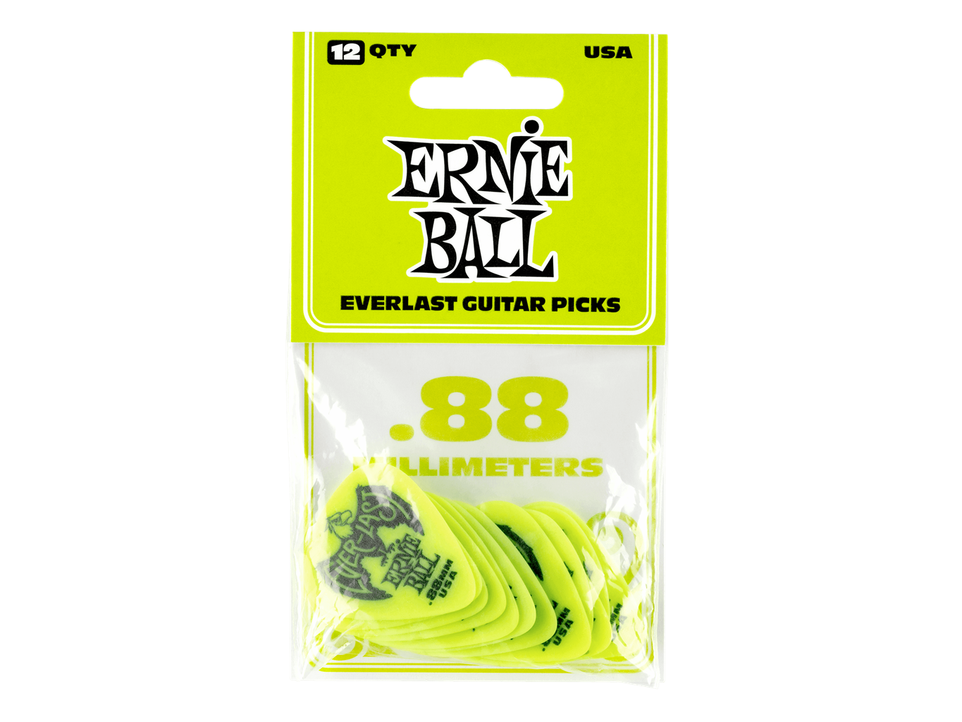 Ernie Ball Everlast Picks 12 Pack Green 0.88mm