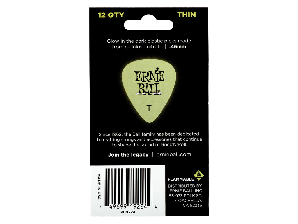 Ernie Ball Thin Super Glow Pick x 12