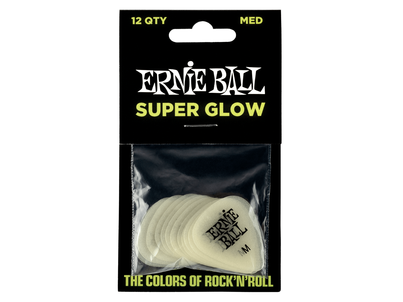 Ernie Ball Medium Super Glow Pick x 12