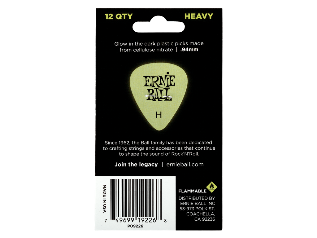 Ernie Ball Heavy Super Glow Pick x 12