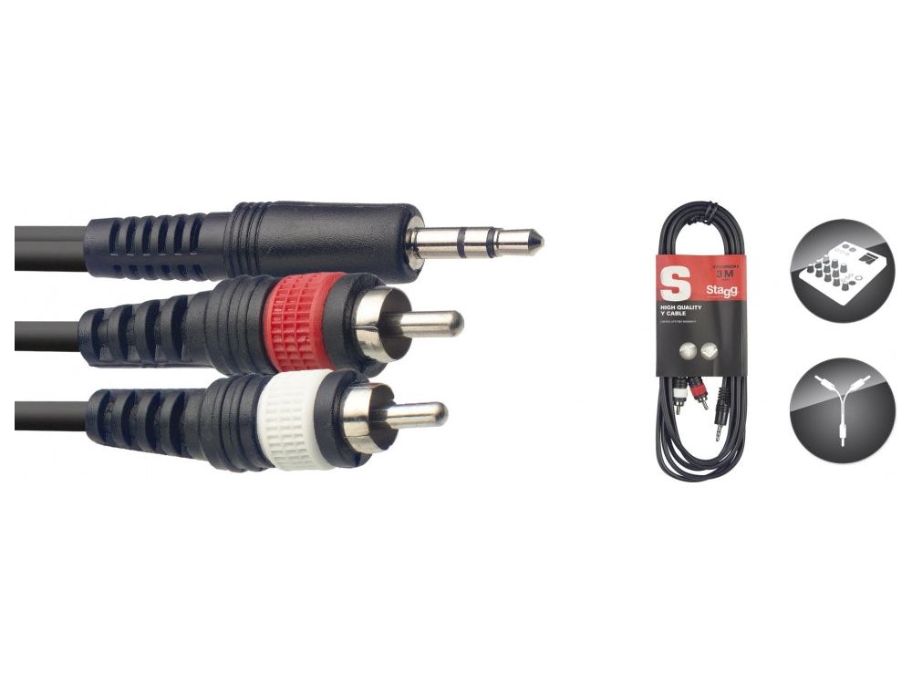 Stagg 3m Mini Jack to RCA Y Cable