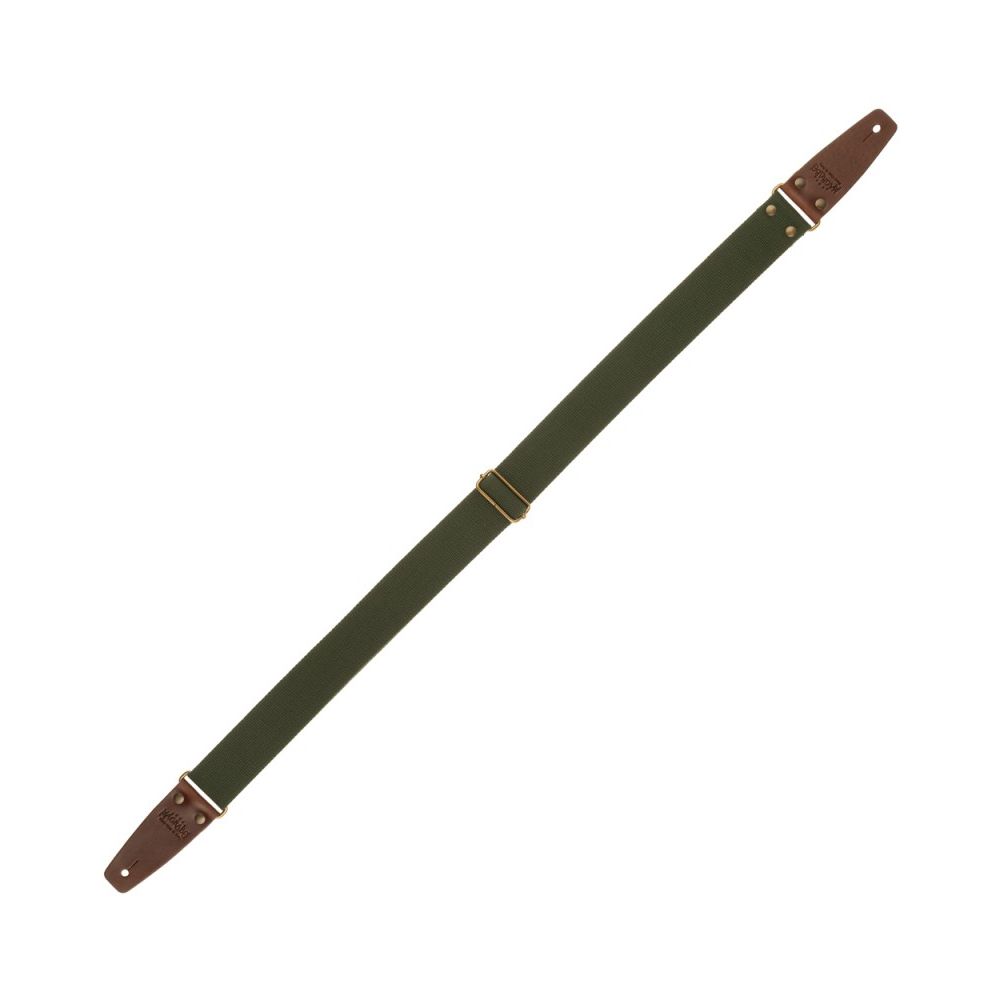 Magrabo Stripe SC Entry Dark Green 5 cm Terminals Brown Brass buckle Premium Guitar Strap