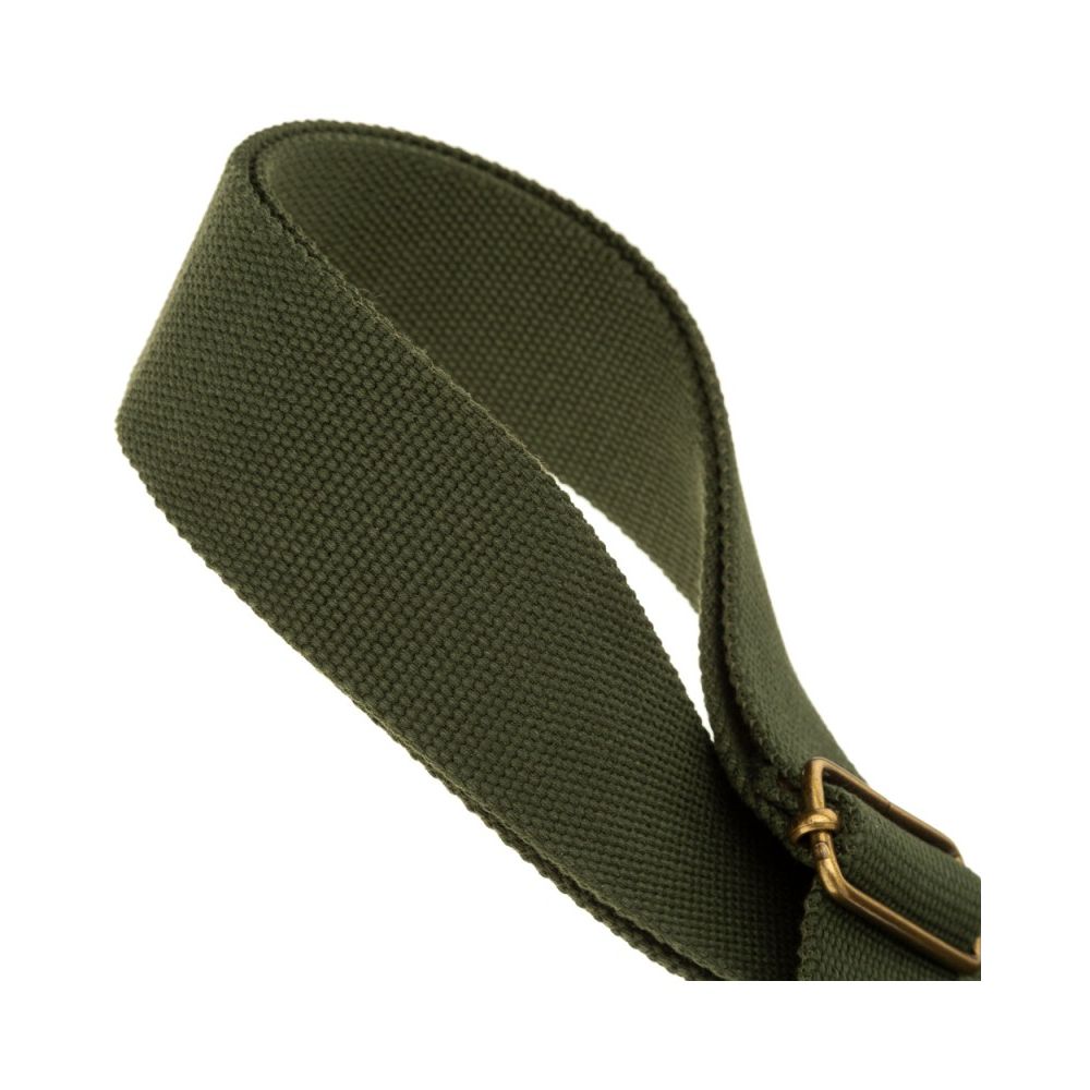 Magrabo Stripe SC Entry Dark Green 5 cm Terminals Brown Brass buckle Premium Guitar Strap