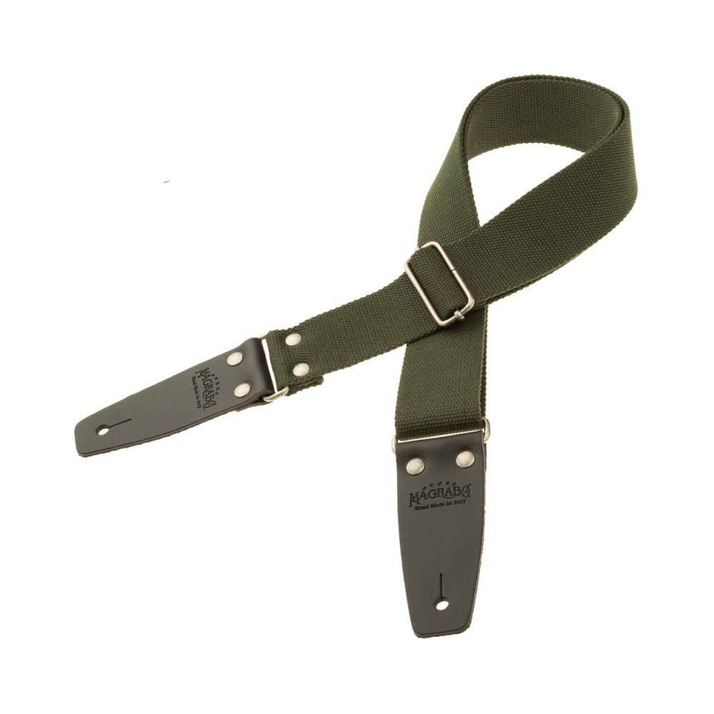 Magrabo Stripe SC Entry Dark Green 5 cm Terminals Black Silver buckle Premium Guitar Strap