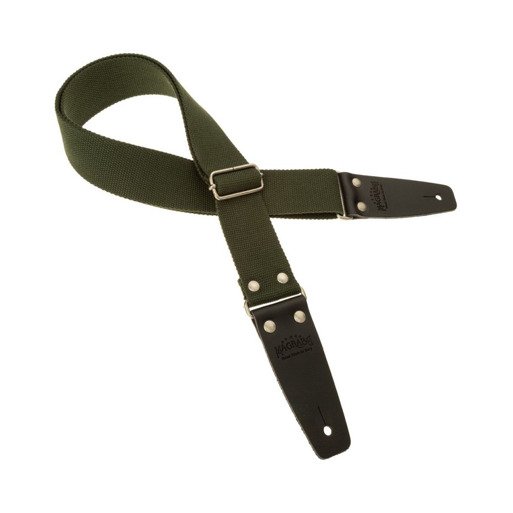 Magrabo Stripe SC Entry Dark Green 5 cm Terminals Black Silver buckle Premium Guitar Strap