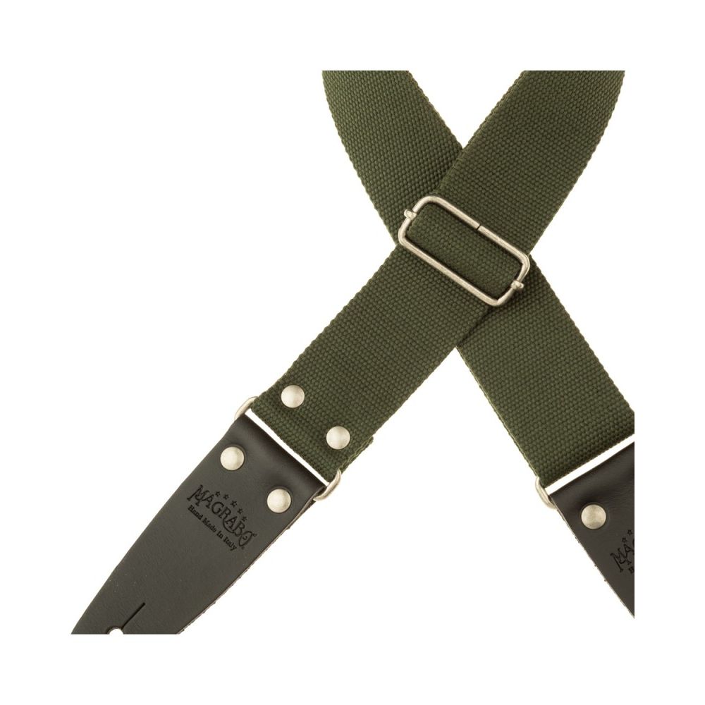 Magrabo Stripe SC Entry Dark Green 5 cm Terminals Black Silver buckle Premium Guitar Strap