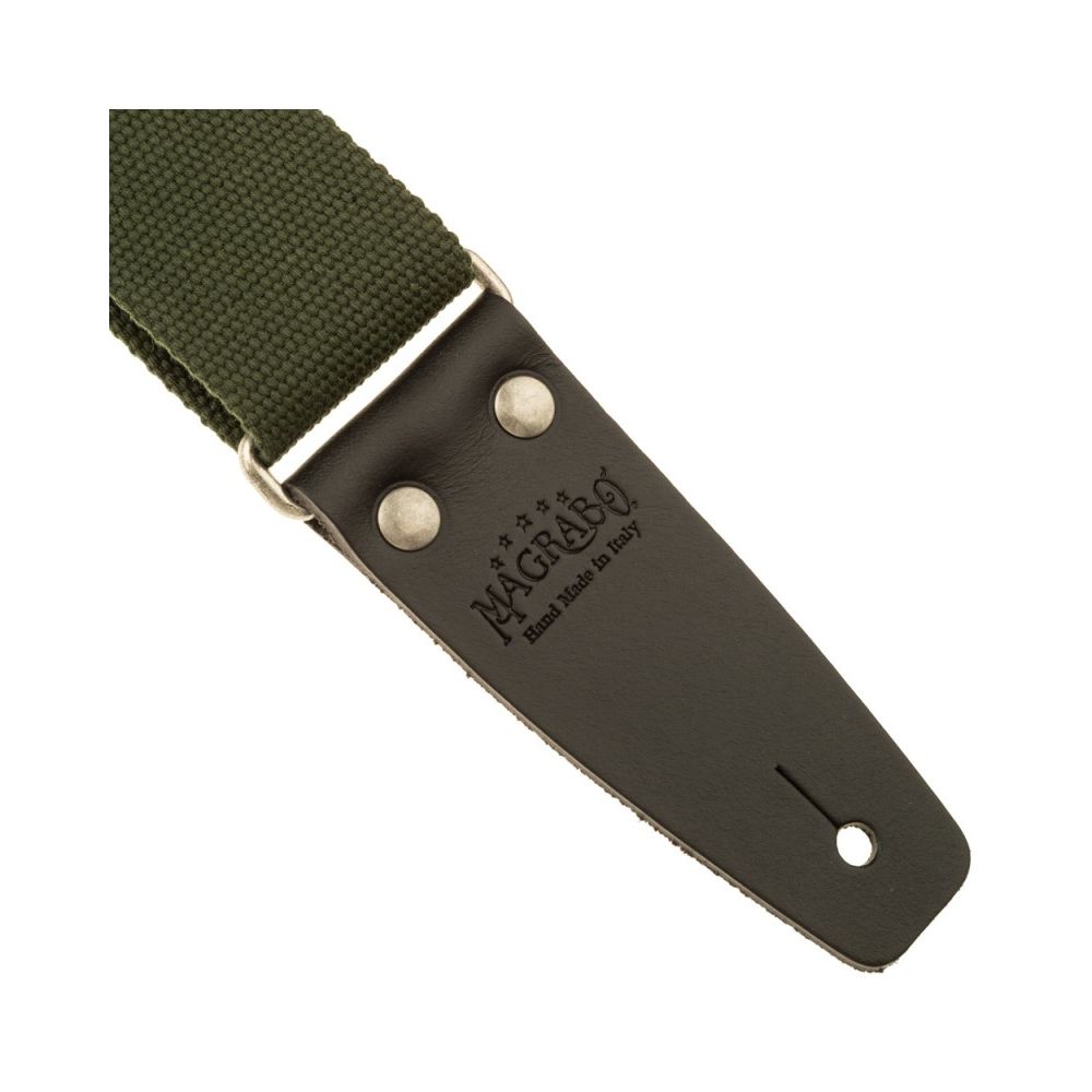 Magrabo Stripe SC Entry Dark Green 5 cm Terminals Black Silver buckle Premium Guitar Strap