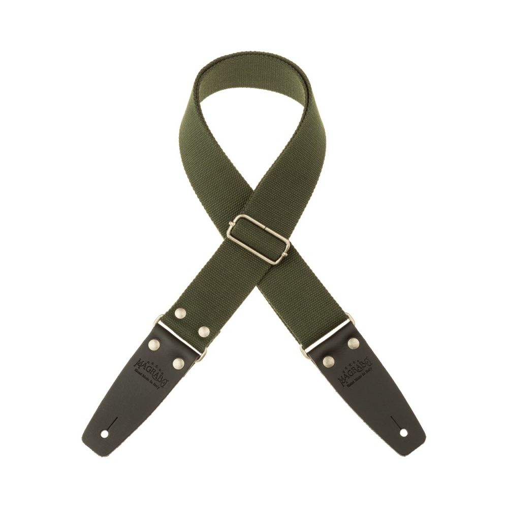Magrabo Stripe SC Entry Dark Green 5 cm Terminals Black Silver buckle Premium Guitar Strap