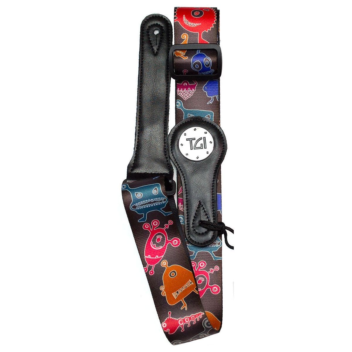 Guitar Strap Aliens Black with Leather Ends