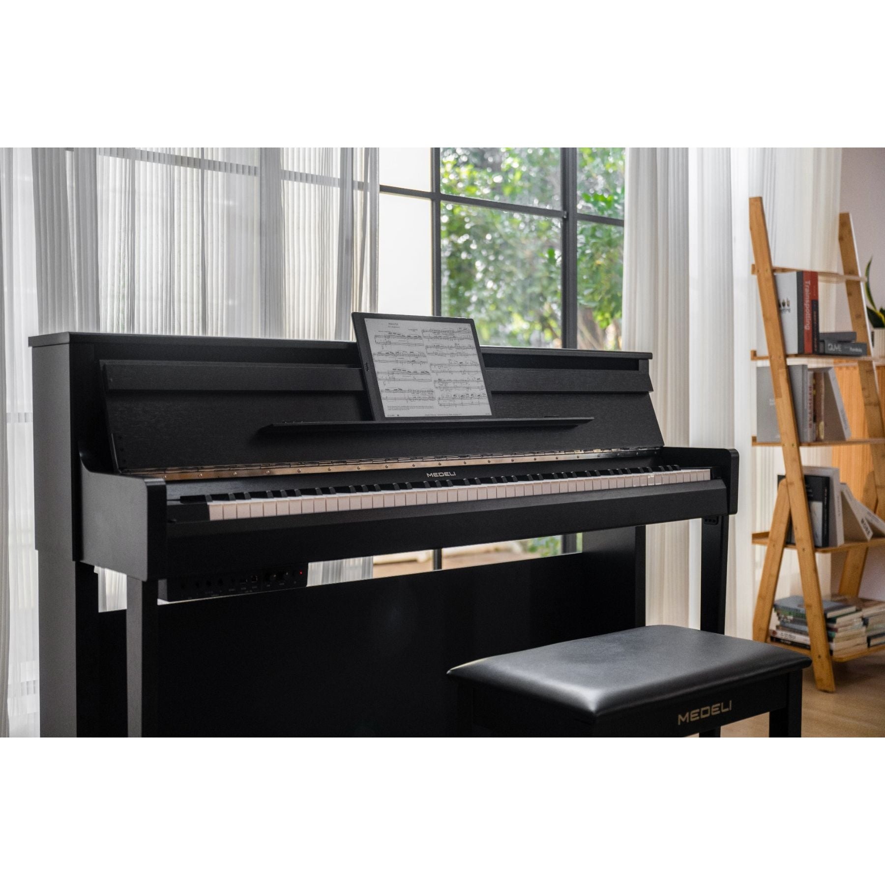 Medeli Forte Series Digital Upright Piano Bluetooth 88 Key in Black Satin