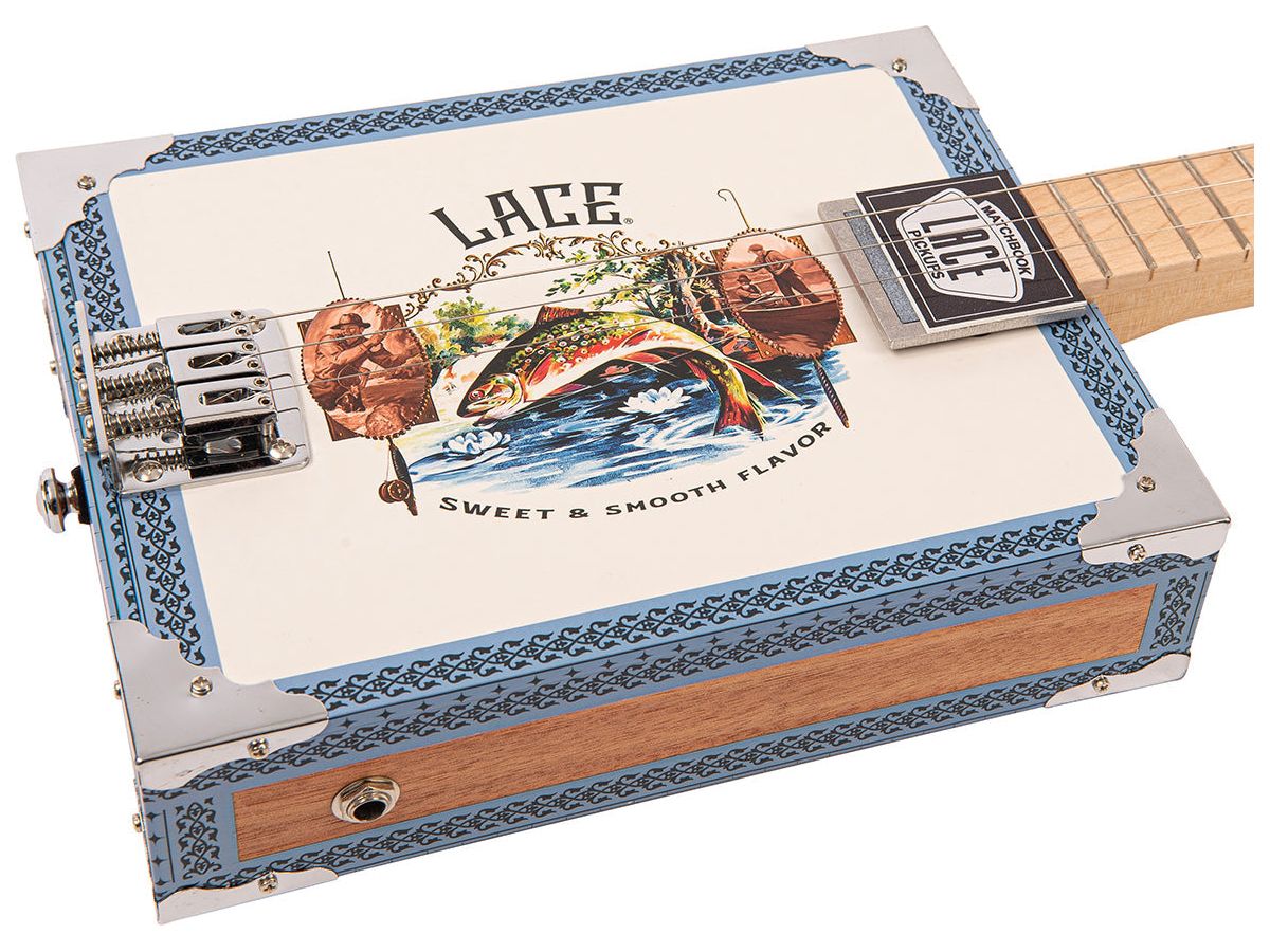 Lace Cigar Box Electric Guitar ~ 3 String ~ Gone Fishin'