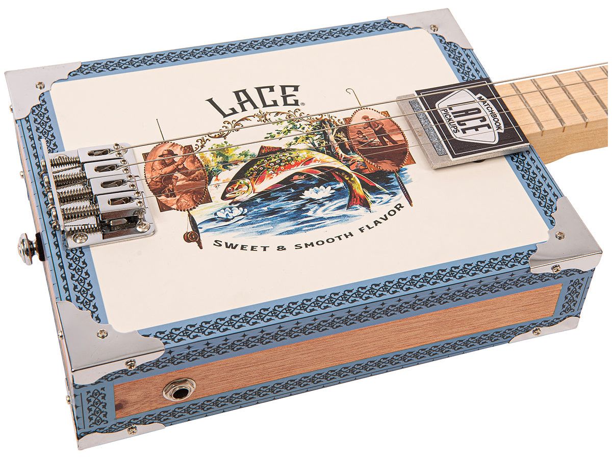 Lace Cigar Box Electric Guitar ~ 4 String ~ Gone Fishin'