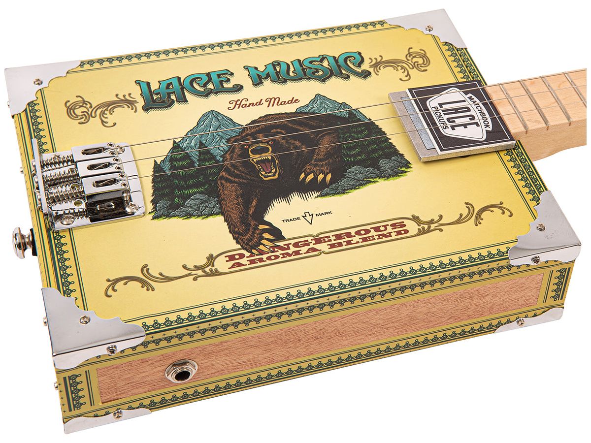 Lace Cigar Box Electric Guitar ~ 3 String ~ Grizzly Bear