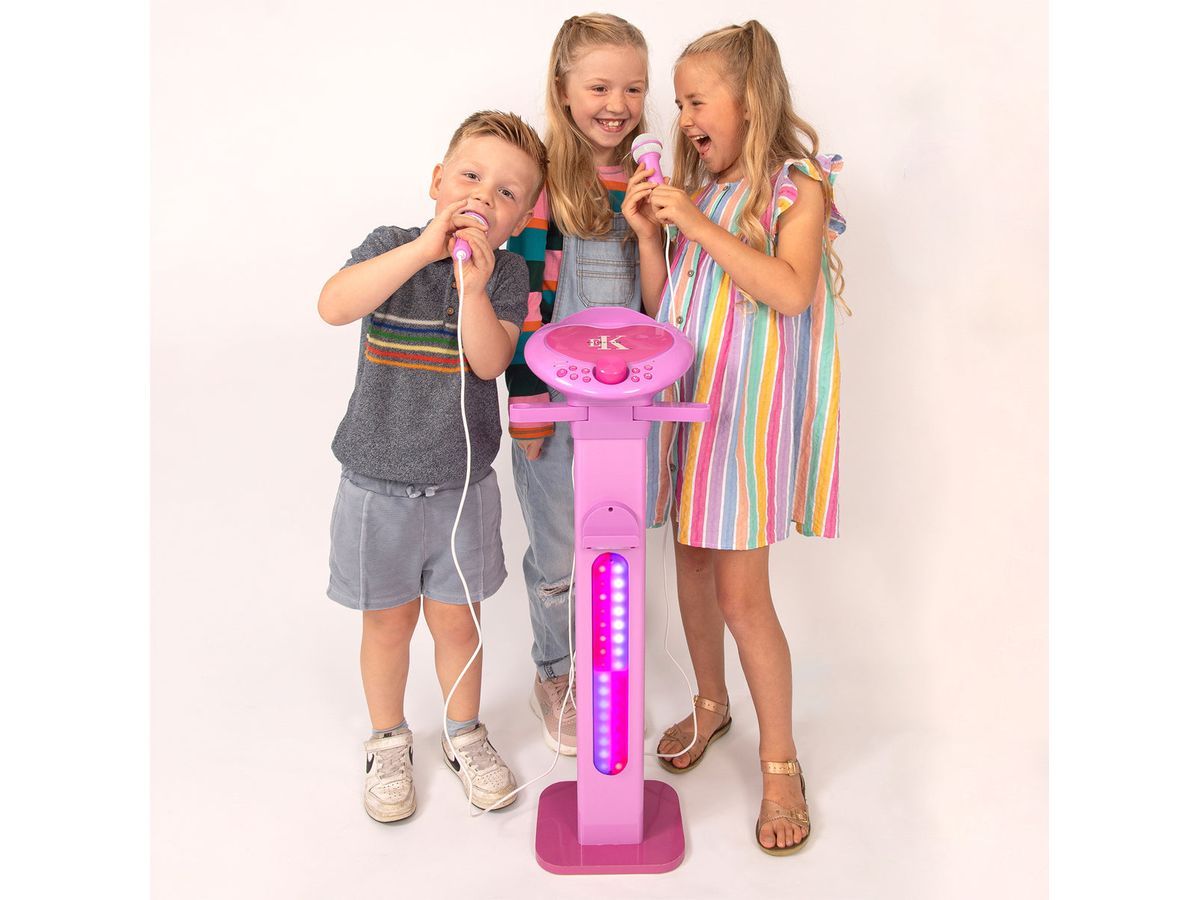 Easy Karaoke Bluetooth® Kids Singalong Pedestal Karaoke Machine ~ Pink