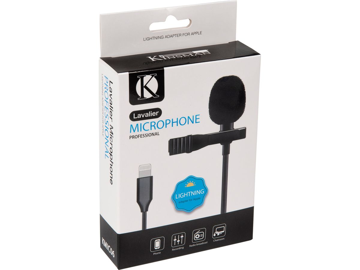 Kinsman Clip-On Lavalier Microphone ~ Lightning Connector