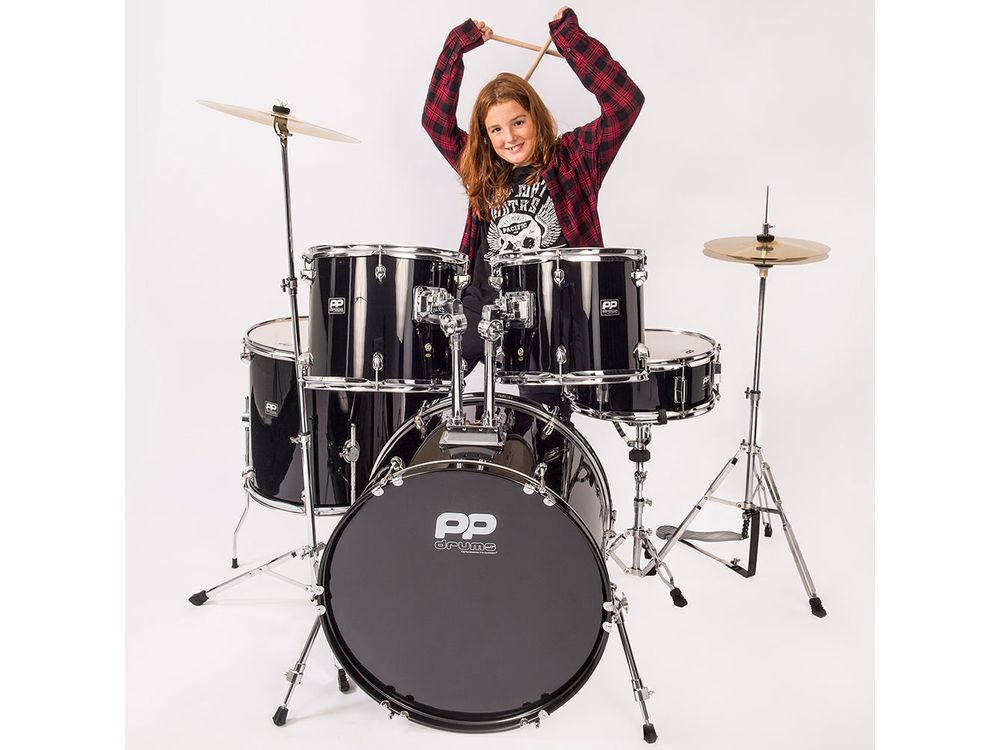 PP Drums Full Size 5 Piece Drum Kit ~ Black