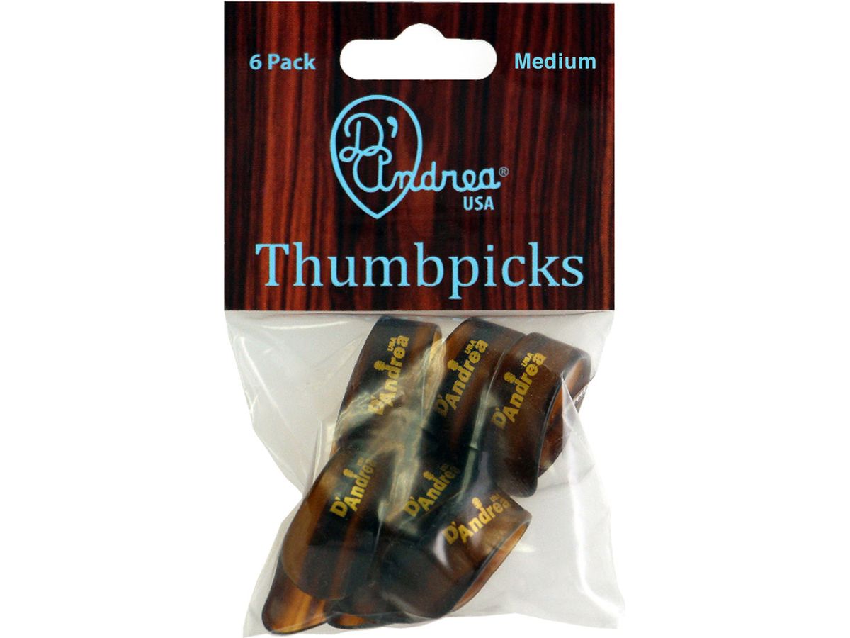 D'Andrea Medium Thumb Pick Pack ~ Shell ~ 6 Picks