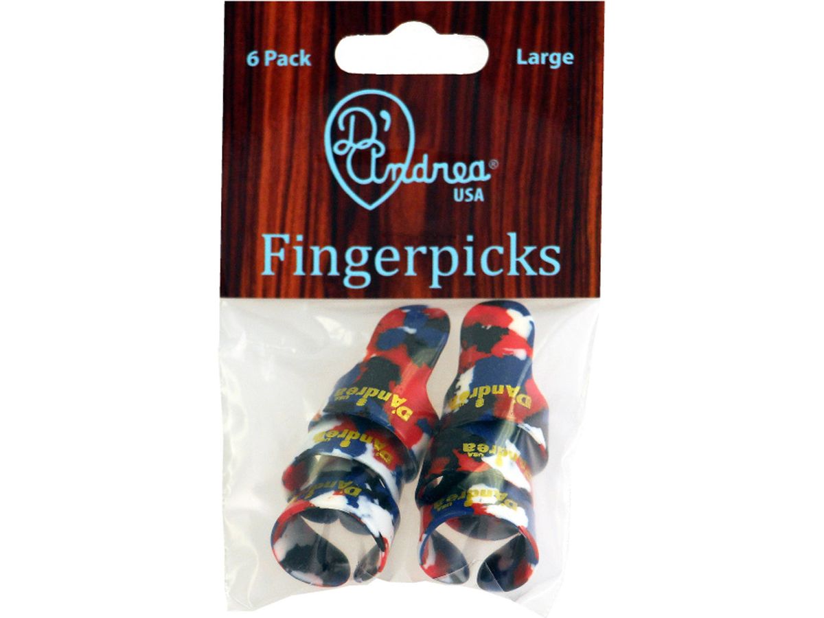 D'Andrea Large Finger Pick Pack ~ Multi-Colour ~ 6 Picks